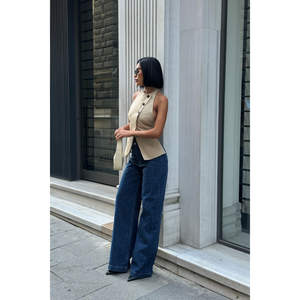 Jeans de Mujer con Estampado de Leopardo Azul Marino - Product Image 2