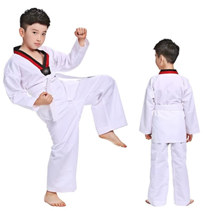 Uniforme de karaté unisexe à manches longues blanc pour adultes - 100% coton, séchage rapide, extensible - Product Image 1