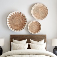 MOQ Rendah Harga Murah Terlaris 2023 Set Seni Dinding Keranjang Anyaman Tangan Artisan Sunny 3-Piece untuk Dekorasi Ruang Tamu Kamar Tidur