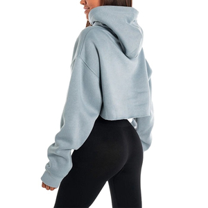 Haut court doux pour femmes, sweat-shirt décontracté à capuche, pull léger à manches longues, tendance, confortable, streetwear - Product Image 3