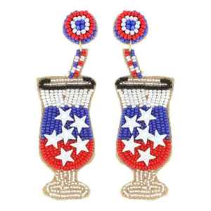 Boucles d'oreilles américaines faites à la main avec perles Boucles d'oreilles de luxe USA Beer Design Broderie Boucles d'oreilles Trendy New Latest Looking Luxury - Product Image 4