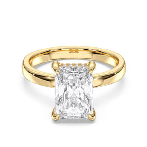 3.19 Ct E-F/VVS-VS Moissanite Radiant & Round Cut Diamond Prong Set Bague de fiançailles solitaire en or massif 10K,14K,18K pour elle - Product Image 1