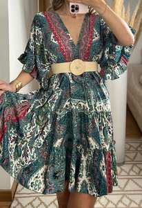 Main bloc imprimé indien coton robe d'été Boho Hippie Floral arc décor naturel taille numérique fête de mariage porter lavable - Product Image 5