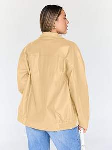 Veste de moto en similicuir pour femmes de qualité supérieure vêtements d'automne et de printemps à la mode manteau d'hiver surdimensionné à fermeture éclair vêtements d'extérieur OEM - Product Image 4