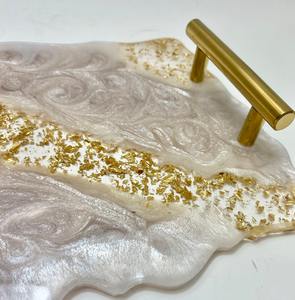 Bandeja de Resina de Diseño Simple con Posavasos, Modelo Hecho a Mano, Juego de Servicio Económico para Decoración Moderna del Hogar, Venta al por Mayor - Product Image 4