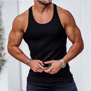 New Design Plus Size Men Sportswear Fitness Workout Tank <b>Top</b> Sleeveless Knitted Eco-Friendly Quick Dry Breathable Summer Casual - Product Image 4