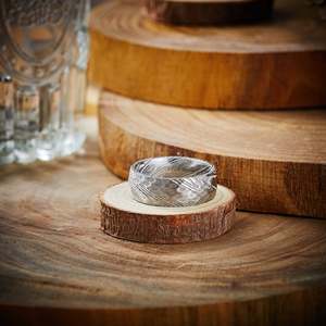 Silver Damascus Handmade Ring Unique Wedding Band Anniversary Gift <b>Hammered</b> DIY Grade Steel Customizable OEM High Quality Custom - Product Image 2