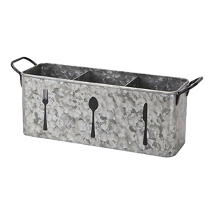 Porte-couverts en métal galvanisé le plus vendu avec poignée et 3 séparateurs robustes pour comptoir de cuisine - Product Image 1