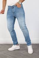 Jeans en denim stretch coupe slim pour hommes, taille mi-haute, délavé vintage et effet usé, pour le quotidien et le streetwear