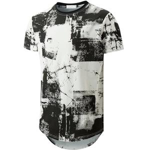 เสื้อยืดชายทรงโค้งยาว ปลายเสื้อโค้ง ทรงปกติ แขนสั้น ผ้าแคนวาส 100% ผ้าฝ้าย สามารถปรับแต่งได้ - Product Image 1