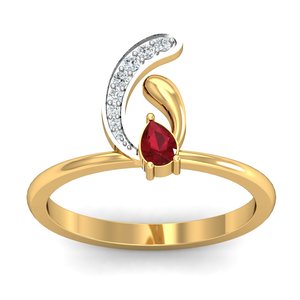 Bague minimaliste en laiton grenat plaqué or 18 carats avec zircon ondulé, vente en gros pour femmes - Product Image 6