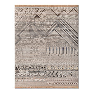 Tapis Manchaha en laine et soie de bambou noué à la main, ivoire, 10 mm d'épaisseur, motif géométrique abstrait, pour la maison, le couloir, modèle rectangulaire - Les-2731 - Product Image 1