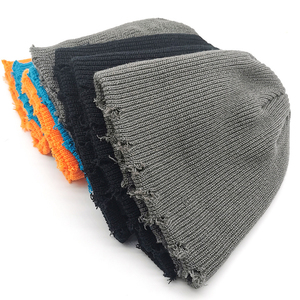 Bonnet tricoté ample effet vieilli, chaud pour le ski, bonnet d'hiver à bord effiloché, bonnet anti-froid, caractéristique du tissu 2026 - Product Image 2