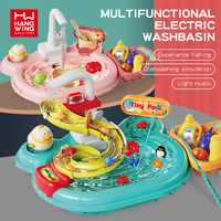 Table de cuisine et de lavage de vaisselle électrique 2-en-1 pour enfants, ensemble de jeu aquatique haute simulation en plastique ABS, jouet de pêche unisexe