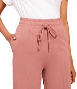 Pantalon de jogging côtelé taille haute pour femme, extensible avec taille élastique et cordon de serrage, vente en gros - Product Image 5