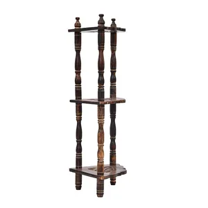 Estante de esquina de clase superior para sala de estar, mueble de esquina lateral marrón personalizado, venta al por mayor - Product Image 4