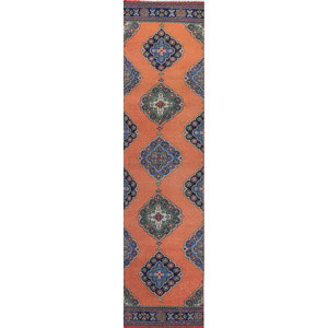 Vintage 9x12 Wool Rugs <b>Red</b> & Orange Geometric Rectangle Puzzle Patterns Hand Knotted for Home Use-Model Pae-2575 Jaipur Rugs US - Product Image 1