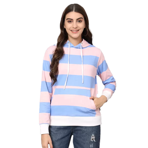 Gran oferta 2025, jersey de talla grande para mujer, Sudadera con capucha a rayas, sudadera transpirable de Otoño Invierno, diseño personalizado, tejido con capucha - Product Image 1