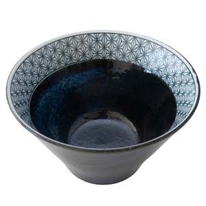 ชามราเมนอินดิโกะ อาซาโนะะ ขนาดกลาง ทำจากเซรามิก ลายใบป่านแบบดั้งเดิม - Product Image 1