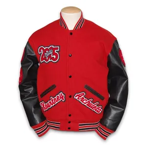 Vente en gros de vestes universitaires avec impression de logo couleur sur le devant sur support personnalisé, manches en polyester écologique de haute qualité en élasthanne en coton pour hommes - Product Image 1