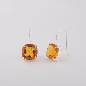 Handmade Citrine Stud Earrings Gold Plated Sterling Silver Cute Design November Birthstone Jewelry Gift for Women Anniversary - Product Image 4