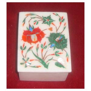 Caja de mármol con diseño de incrustación de piedra para tableta, cajas de embalaje de joyería con diseño de arte Floral indio de lujo, Pacchekari de mármol - Product Image 1