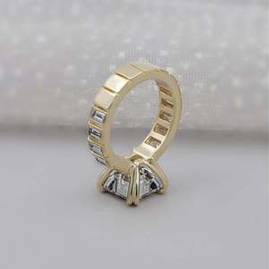 Asscher Cut <b>Diamond</b> Engagement <b>Ring</b> with Baguette <b>Diamond</b> Band-IGI Certified-<b>Diamond</b> <b>Rings</b> - Product Image 5