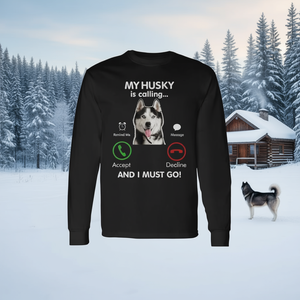 Camiseta de manga larga con estampado de "My Husky Is Calling Siberian Husky Owner", regalo de cumpleaños - Product Image 3