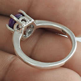 925 Sterling Silver Boho Style Ring With Round Cut Amethyst Gemstone Women's Classical <b>Jewelry</b> Handmade <b>Jewelry</b> Gift for <b>Mom</b> - Product Image 3