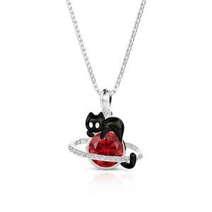 Collier pendentif raffiné Jeulia Petland personnalisé Chat Noir Planète avec pierre de naissance - Product Image 6