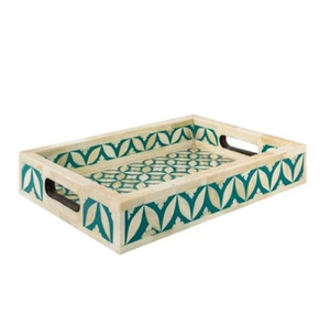 Bandeja de servicio con incrustaciones de hueso de diseñador de declaración diseño exquisito perfecto para Decoración de cocina o bar disponible a precios al por mayor - Product Image 1