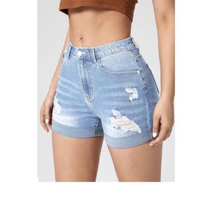 กางเกงขาสั้นผ้ายีนส์แบบรัดรูปเอวสูงของผู้หญิง2024ฤดูร้อนกางเกงซักสบายขาด - Product Image 4