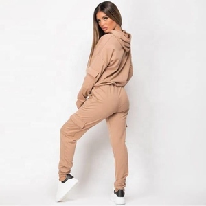 Women's 100% Cotton Fleece Fitness Sports <b>Jogger</b> Suit Custom Logo Oversized Baggy Track Suits Solid Plus Size Features for - Product Image 2