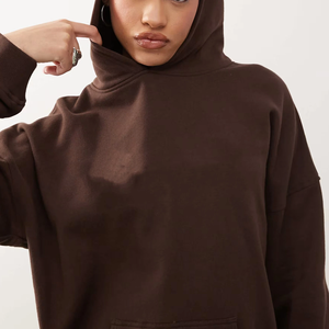 Hoodie oversize en molleton de coton avec imprimé lettres sur le devant, manches classiques, pour femmes - Collection Mode Urbaine - Product Image 5