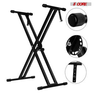 Support de clavier 5 cœurs double en X réglable pliable portable pour claviers et contrôleurs DJ - Product Image 2