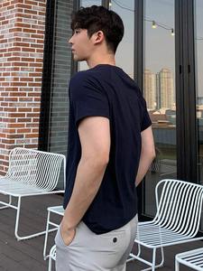 Camiseta de manga corta con logotipo personalizado para hombre, de secado rápido, transpirable y holgada, Color sólido, 100% algodón para deportes - Product Image 2