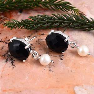ต่างหูเงินแท้ 925 นิลดําพร้อมต่างหูมุกหยด - Product Image 5