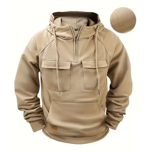 2026 nouveau sweat à capuche décontracté à la mode avec poches cargo qualité supérieure confortable Durable demi fermeture éclair Style parfait pour les vêtements de plein air - Product Image 4