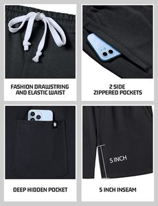 Short de sport actif pour hommes avec doublure respirante 2-en-1, logo personnalisé, poches à motif solide-Short de musculation Fitness vente en gros - Product Image 3