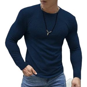 Casual Waffle Solid Color Sweatshirts for <b>Mens</b> Autumn Leisure <b>Long</b> Sleeve Crew Neck Pullover Tops <b>Men</b> Fashion Bottoming <b>T</b>-<b>shirts</b> - Product Image 5