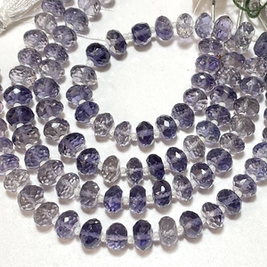 Perles en forme de rondelle à facettes en iolite naturelle 7-7.5mm perles de pierres précieuses bleues en gros pour la fabrication de bijoux - Product Image 4