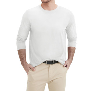 Unisex เสื้อยืดแขนยาวคุณภาพสูงโชว์ไหล่เสื้อยืดสีทึบสไตล์สตรีท - Product Image 3