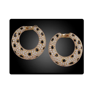 Proveedor indio de pendientes de diamantes naturales, oro amarillo de 14kt con esmalte negro, diamantes de pureza VS SI a la venta - Product Image 3