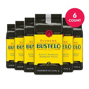 กาแฟบูสเตโล ซูพรีม แบบเอสเพรสโซ่ คั่วเข้ม เมล็ดกาแฟเต็มเมล็ด ขนาด 16 ออนซ์ (แพ็ค 6 ชิ้น) - Product Image 2