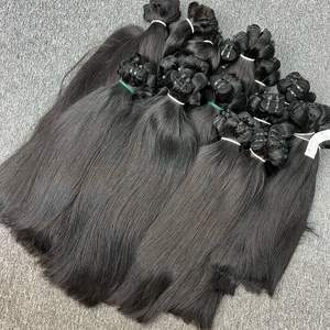 Vente en gros 100% cheveux humains trame droite naturelle de haute qualité grand stock trame de génie cheveux humains bruts vietnamiens teints - Product Image 5