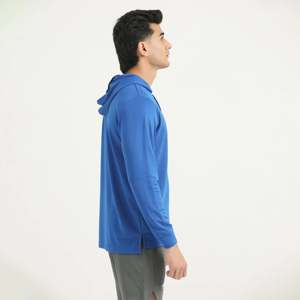 Chemise décontractée pour homme en micro-mesh polyester bleu royal à manches longues pour l'été - Product Image 4