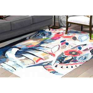 Elephant Painting <b>Nursery</b> <b>Rug</b>, Printed <b>Rug</b>, Animal Classic Design, Gift For Home,Chenille <b>Rug</b> - Product Image 1