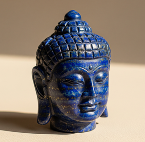 Estatua de cabeza de Buda hecha a mano, figurita de lapislázuli, cristal de cuarzo, pulsera de Chakra, piedra semipreciosa tallada artesanal - Product Image 3