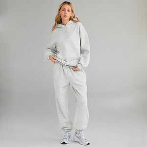 Tenues 2 pièces personnalisées pour femmes ensembles de survêtements à capuche de salon sweat-shirt surdimensionné baggy automne mode pantalon de survêtement avec poches - Product Image 1