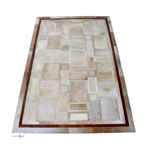 Tapis en laine et cuir de vachette faits main, chic et confortables, broderie de poils luxueuse, design moderne, chaleureux et accueillant, pour toute pièce, vente en gros - Product Image 1